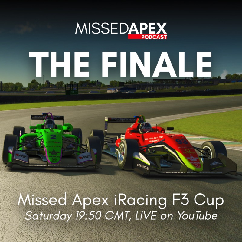 MissedApexF1's tweet photo. The Finale is almost upon us.

Three races. Three titles to decide. 

Click to bell to be notified when we go live 🔔