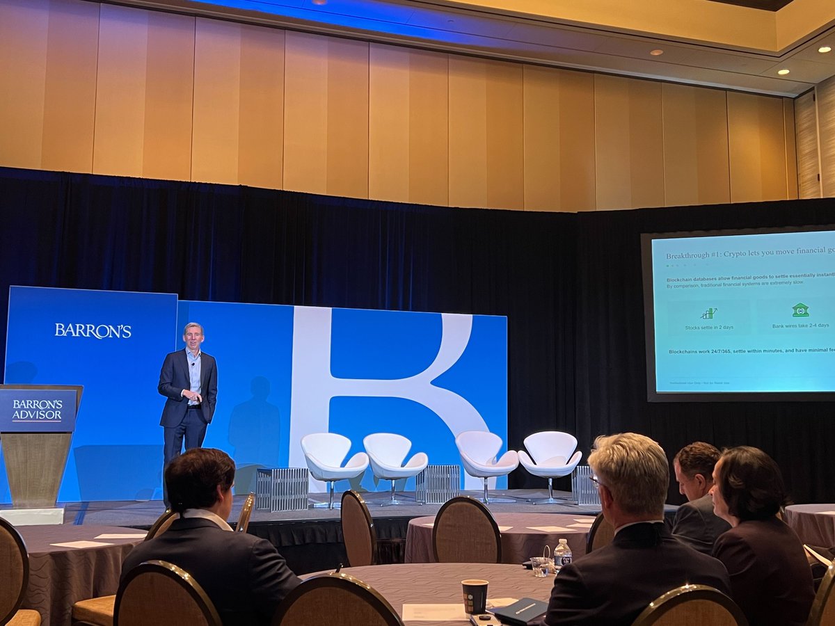 Bitwise's tweet photo. The Bitwise team was in Dallas, TX last week at the @barronsadvisor Independent Summit, speaking to the top independent financial advisors in the country on how they can leverage crypto to create value for their clients. #BAIndependent https://t.co/U3bPNdbtF1