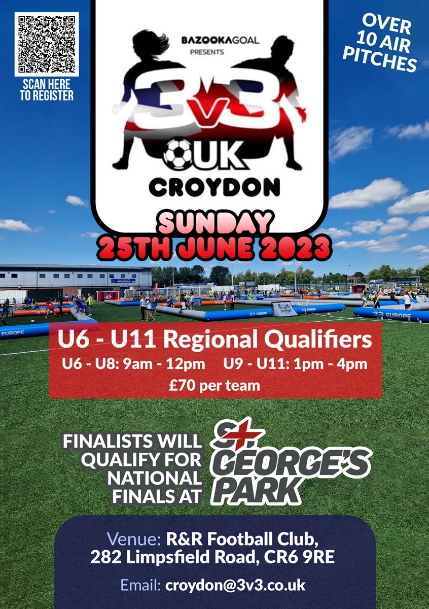 3 tournaments coming soon.🔥⚽️ 

Our regional qualifiers from U6 - U13 with the chance to play at @StGeorgesPark1 in the National Finals on Sunday 27th Aug.

Bookings can be made by scanning the QR codes📲

PLEASE SHARE! @TandridgeYFL
@SurreyFootball @KentYouthLeague @SelkentYFL