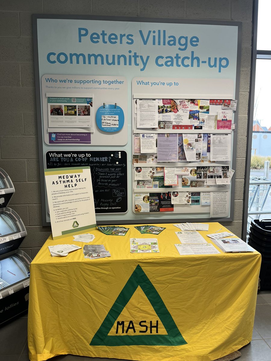 MedwayAsthma's tweet photo. We are at St Peter’s Village Coop today talking about all things asthma. Please come down and see us. #coop @coopuk #medway #asthma #asthmahelp https://t.co/WrUpoJ1WFJ