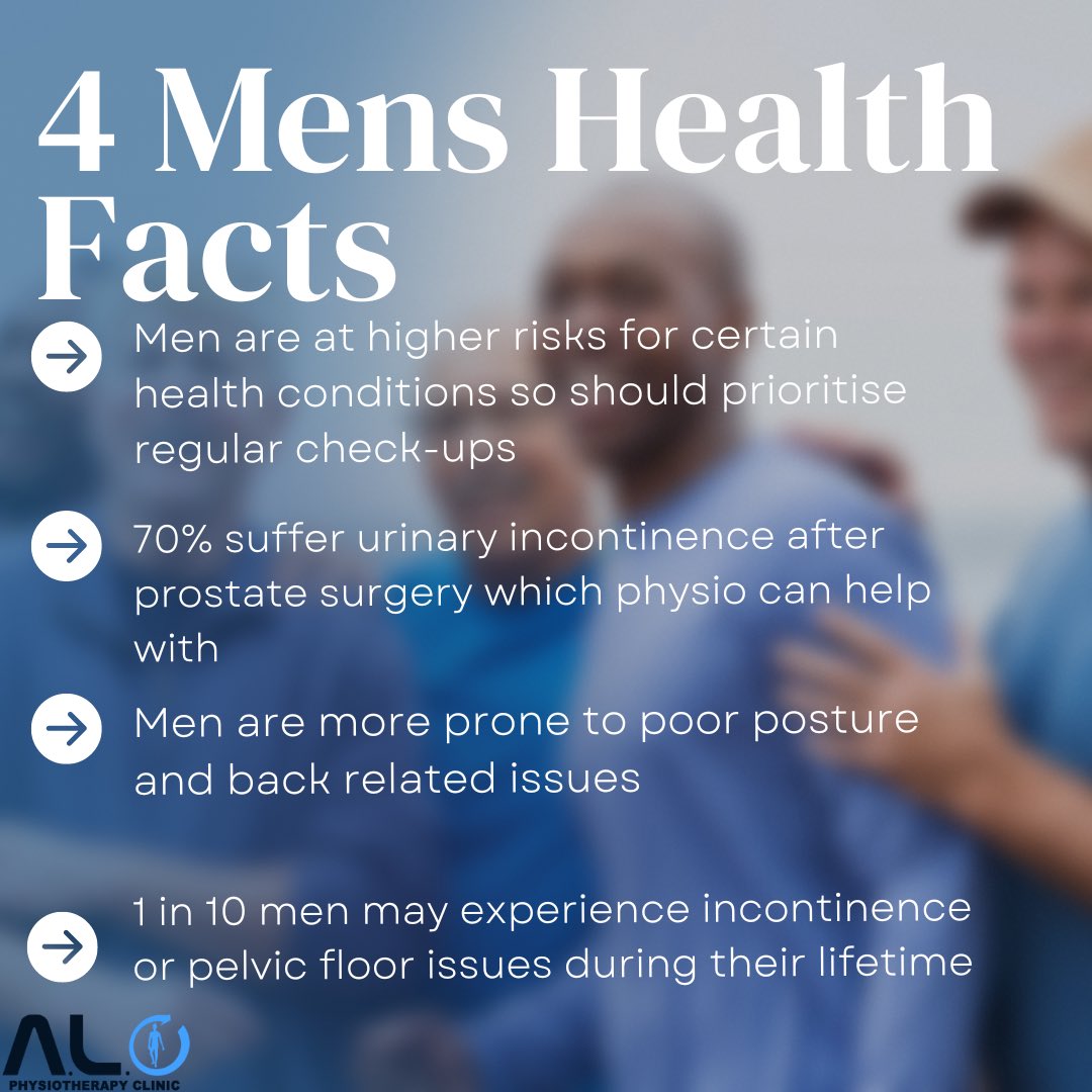 Did you know that men are more likely to develop certain health conditions than women? Learn the facts about men’s health and how you can take steps to prevent and manage these conditions.

#MensPhysiotherapy #MensHealthFacts #HealthyLiving #SelfCare #physiotherapy #physio