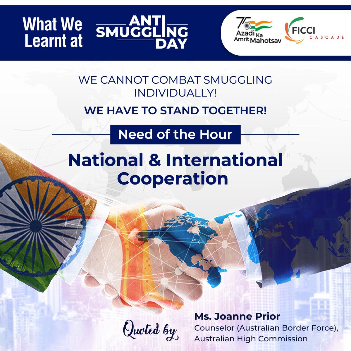 Cascadeglobal's tweet photo. #WhatWeLearnt @ #AntiSmugglingDay 2023!

National &amp; International cooperation can help win over the global menace of Smuggling, which continues shaking up not just one particular nation, but the entire world. 

#StandAgainstSmuggling

@PMOIndia @HMOIndia @FinMinIndia https://t.co/DyHtpqu1NI
