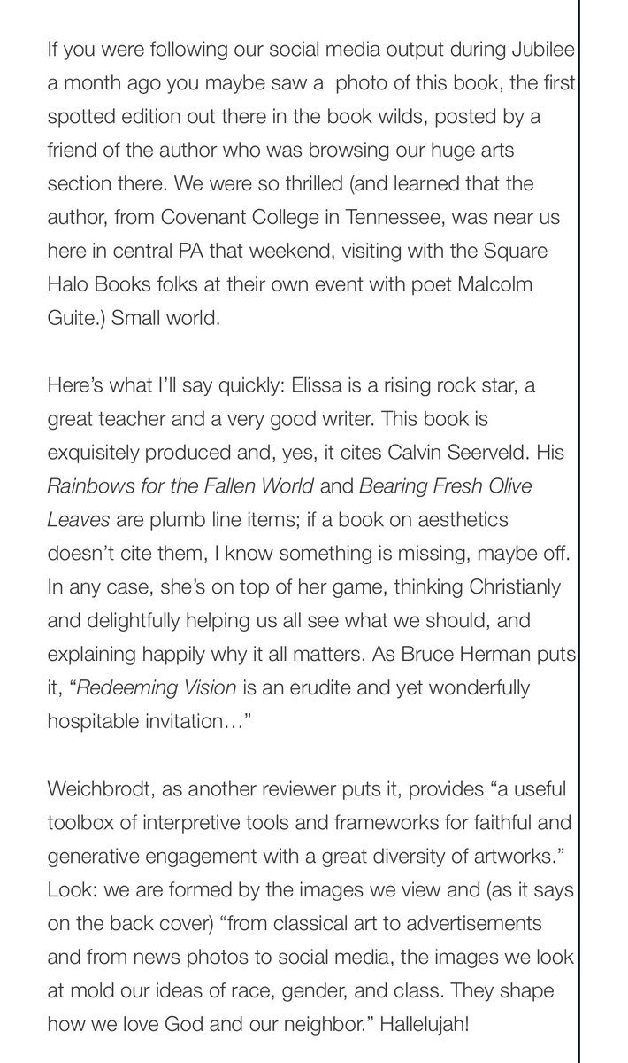 Tickled that <a href="/byronborger/">Byron Borger</a> ‘s kind Book Notes review of #redeemingvisionbook says that I “explain happily why it all matters.” That’s what I hope my classroom—and this book—feel like! heartsandmindsbooks.com/2023/03/new-bo…