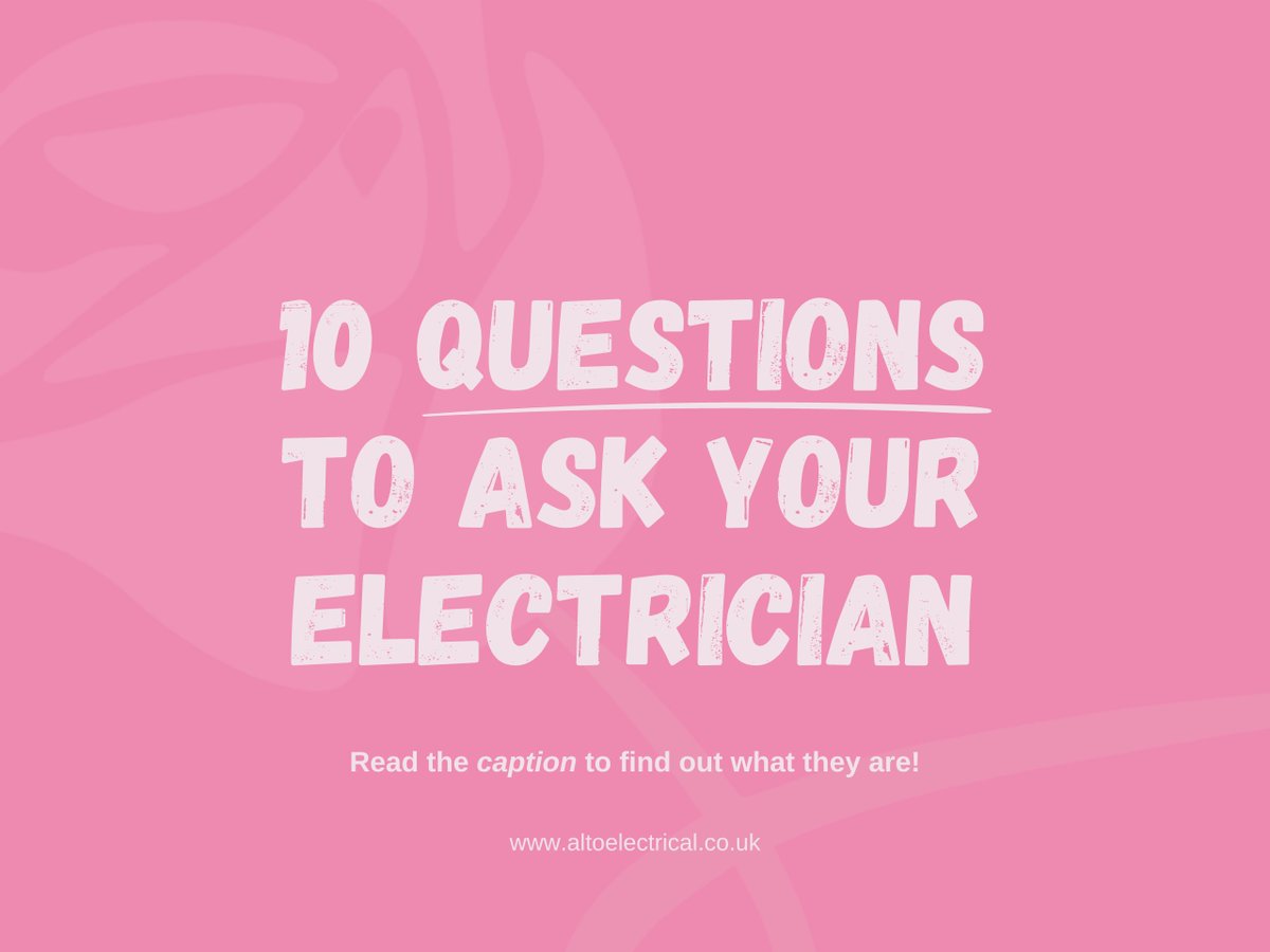 Head over to our website to find out the 10 questions you need to ask your #electrician before starting work on a project, so you can avoid the unexpected. 

altoelectrical.co.uk/10-questions-t…