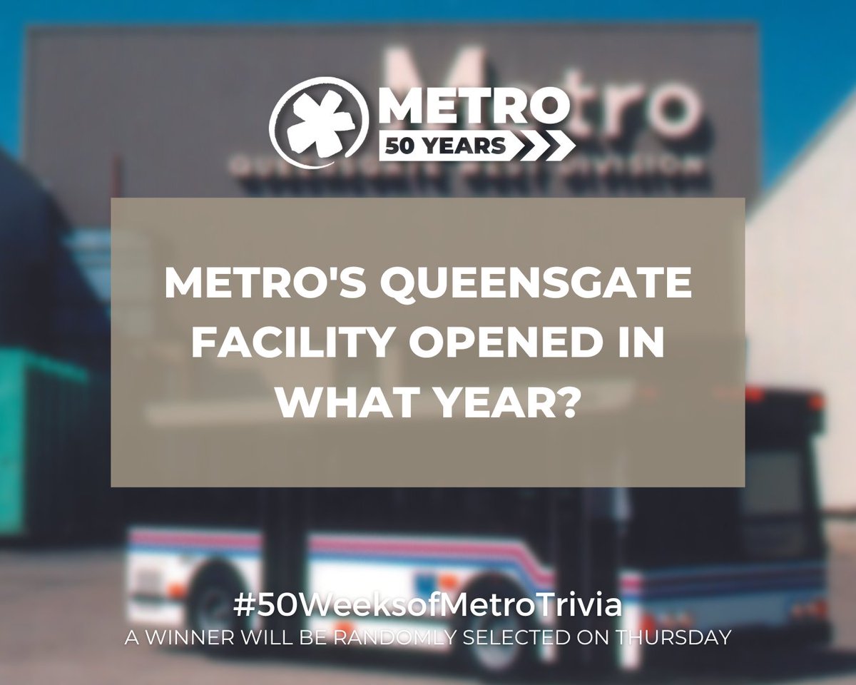 Hint: there's a Smashing Pumpkins song named after this year. 

Metro is celebrating its 50th anniversary this year! We hope you'll join us for #50WeeksofMetroTrivia as we reminisce about Metro's history. Comment below for a chance to win 2 FREE day passes.