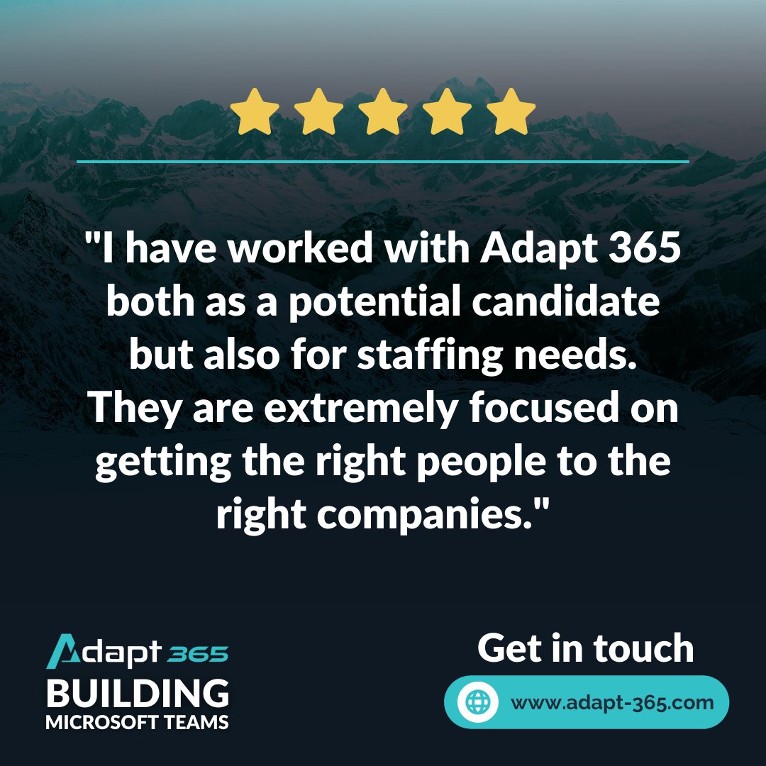 Adapt_365's tweet photo. If you’re looking to hire someone with Microsoft experience, or you’re looking for a new position - get in touch! 🙌

#d365 #dynamics365 #msdyn365 #techjobs https://t.co/BAqYAwfnSl