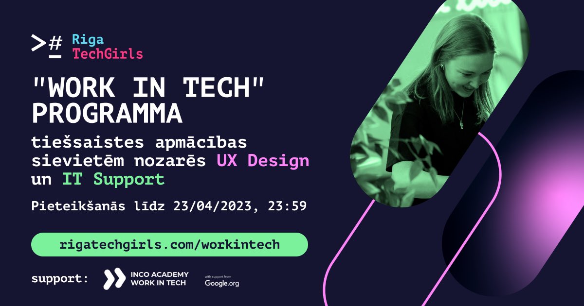 RigaTechGirls's tweet image. Piesakies bezmaksas, tiešsaistes UX Design un IT Support apmācībām līdz 23. Aprīlim, 23:59. Mentorings un atbalts darba uzsākšanai garantēts! 👉Vairāk informācijas: rigatechgirls.com/workintech
#womengotech #mentoring #workintech #rigatechgirls