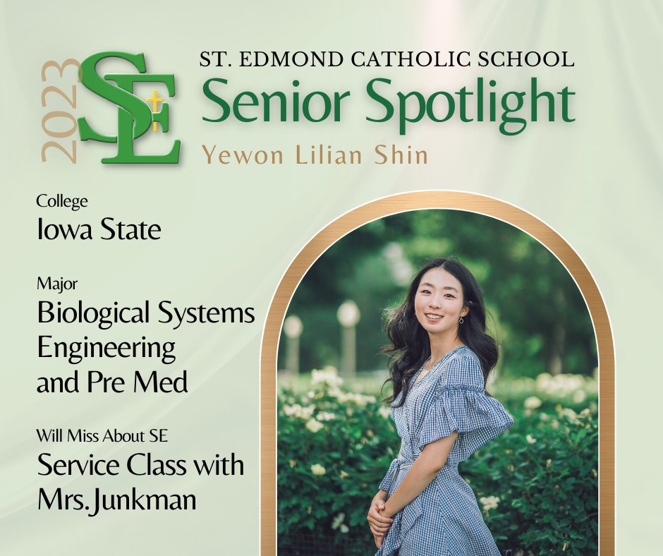 SEGaels's tweet photo. Today's Senior Spotlight is Yewon Lilian Shin. Lilian says she will miss Service Class with Mrs. Junkman the most about SE! You can understand why if you have ever been to Mrs. Junkman's class.
.
.
.
.
#2023graduate #seniorspotlight #premed #serviceclass https://t.co/kuKDj1iMnJ