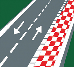 #TestDGT Las marcas blancas y rojas de la calzada, ¿qué indican?

    A. Zona reservada para la salida de competiciones de coches.
    B. Zona reservada para el estacionamiento de camiones.
    C. Zona reservada para frenado de emergencia, donde no se puede parar ni estacionar.