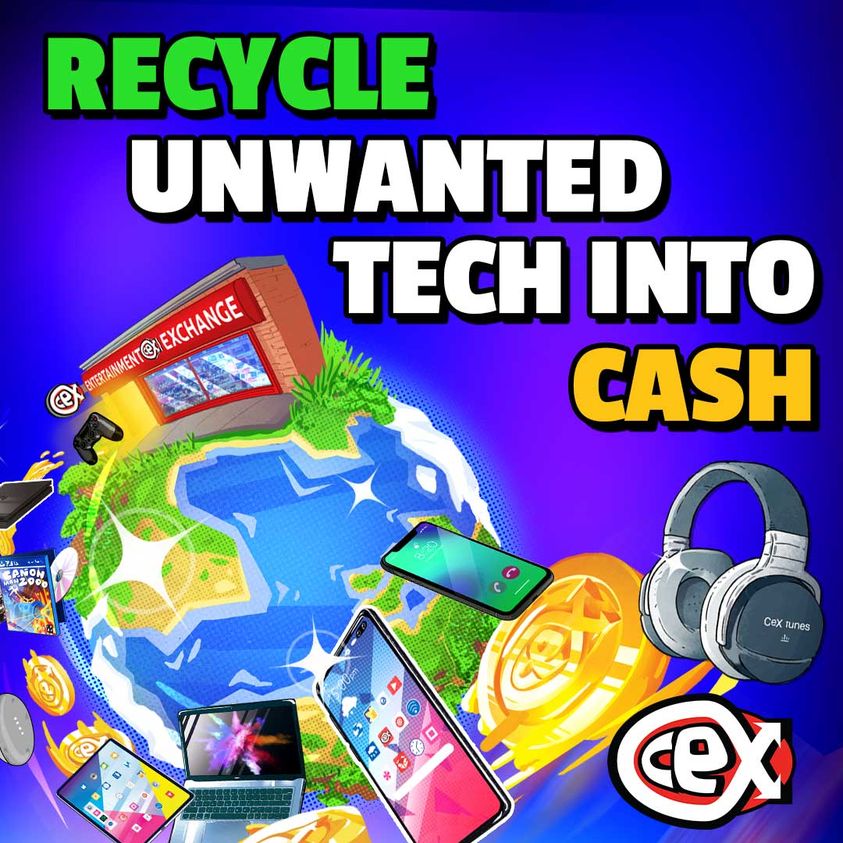 pentagoncentre's tweet image. Recycle your old Tech at @Cex ! 
Turn that drawer full of unwanted Games &amp;amp; Tech into same-day cash. Together we've saved over 300 million products from the landfill! ♻️🌍💰
#EcoFriendly #CeX #CashForTech  #SaveThePlanet