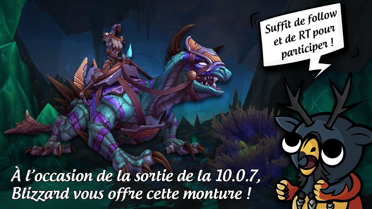 LapiTV's tweet photo. À l'occasion de la sortie de la 10.0.7 de #Dragonflight aujourd'hui, tente de gagner un Chasseur-Phasique Viridien 🎁

Pour participer :
☑️ Follow @LapiTV
🔁 Retweet ce post
TAS le 25/04

Une autre monture sera à gagner demain sur https://t.co/XhLHeTrXqg
Bonne chance #WoW_Partner https://t.co/8zSNHEQ4au