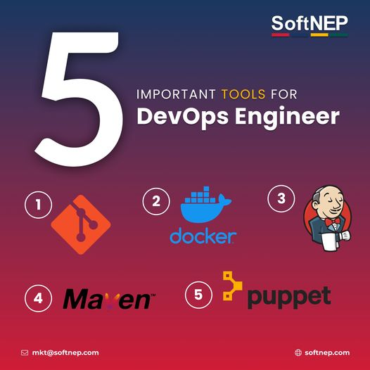 SoftNEP's tweet image. If you're a DevOps Engineer, here are the five important tools for your work convenience.👨‍💻 👩‍💻 
#QuickReminder #softnepreminders #SoftNEP