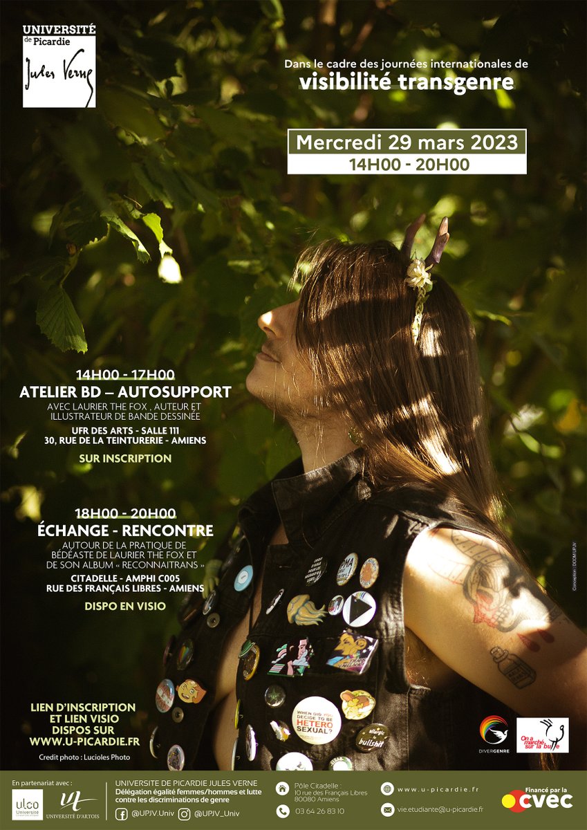Laurier_the_Fox's tweet photo. ATELIER BD-RENCONTRE

Je suis invité par l' @UPJV_Univ le 29/03 pour le #TDOV. Cet event est co-organisé par @divergenre et @oamslb 

Programme
-Atelier : La mise en BD de témoignages
-Échanges autour de mon métier d'auteur et de @ReconnaiTrans avec @oamslb &amp; retransmis en visio https://t.co/00EaK2Qv0I
