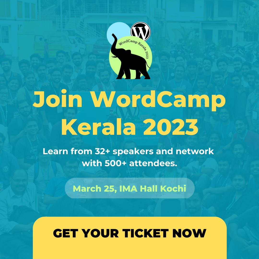 WPKochi's tweet photo. #WordCamp Kerala is here ๐
Join this exciting conference and:
๐ค Meet 500+ WP professionals
โก๏ธJoin exciting sessions
๐ Explore #career & #business opportunities
๐ฃ Interact with some of the biggest WordPress companies
๐https://t.co/gmyZYBwjNM
#wpindia #community https://t.co/MQiZlSa72U