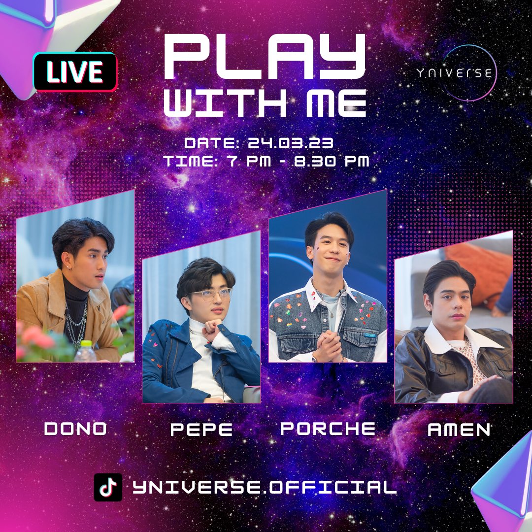 Yniverse_th's tweet photo. Play with me วันศุกร์นี้ มาชมความป่วนของเหล่าหนุ่ม ๆ ได้ที่ Tiktok : YNIVERSE.OFFICIAL 

#YNIVERSE #whenifallinlovewithc 

https://t.co/ERpUROHAV3 https://t.co/w5su5FCmzm