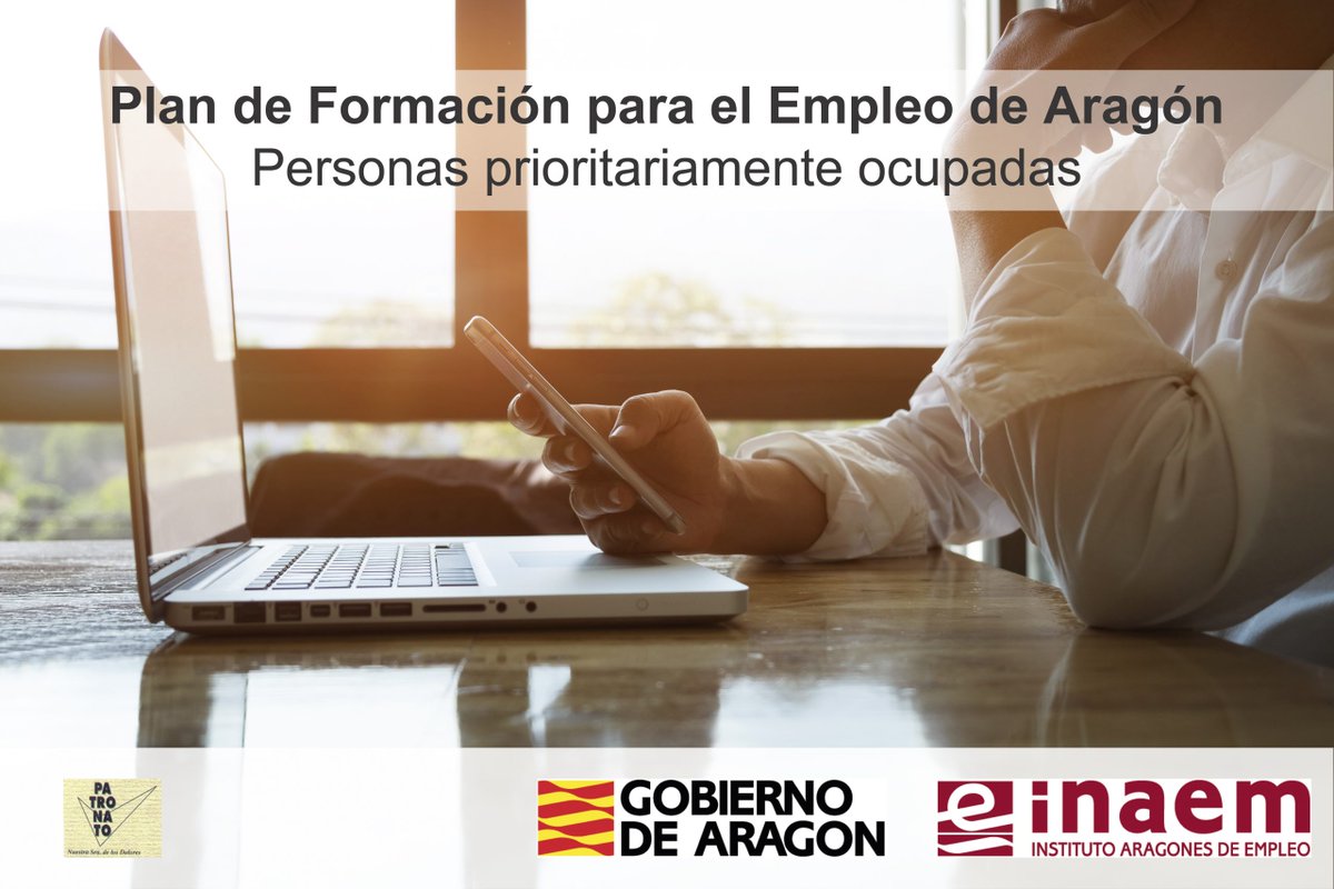 Nuevos cursos del Plan de Formación para el Empleo de Aragón del INAEM para personas prioritariamente ocupadas. Si estás interesado/a puedes llamar al 976499703 o enviar un correo a patronatoformacion@gmail.com.

patronatolosdolores.es/cursos-gratuit…