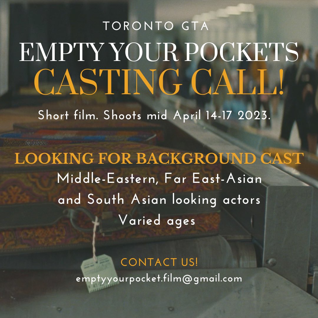 Toronto, we are looking for background for our short film! Get in touch.
.
#casting #castingcall #backgroundactors #toronto #menaactors #bipoc