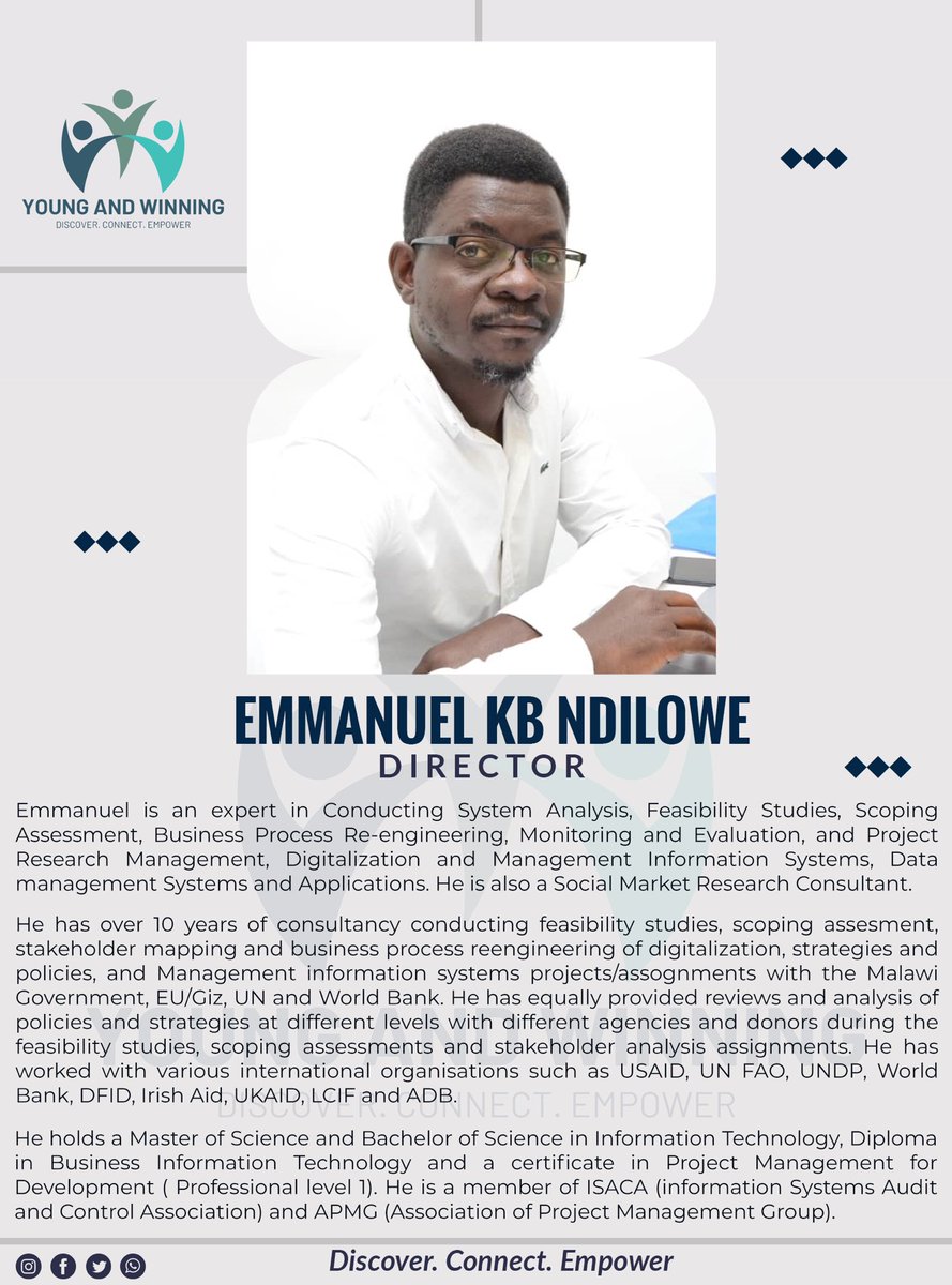 YAW_Org's tweet photo. Get to know more about our newly appointed Board of Directors. Today we focus on Mr Emmanuel KB Ndilowe. 

#Discover #Connect #Empower #YouthLed #YouthFocused https://t.co/FfxmzK4Y7C