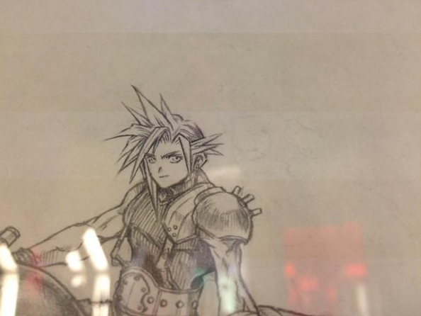 clerithBot's tweet image. Artnia Cafe displayed a Tetsuya Nomura sketch with, very faintly, the remnants of Aerith can be seen sitting on the back of Cloud's motorcycle