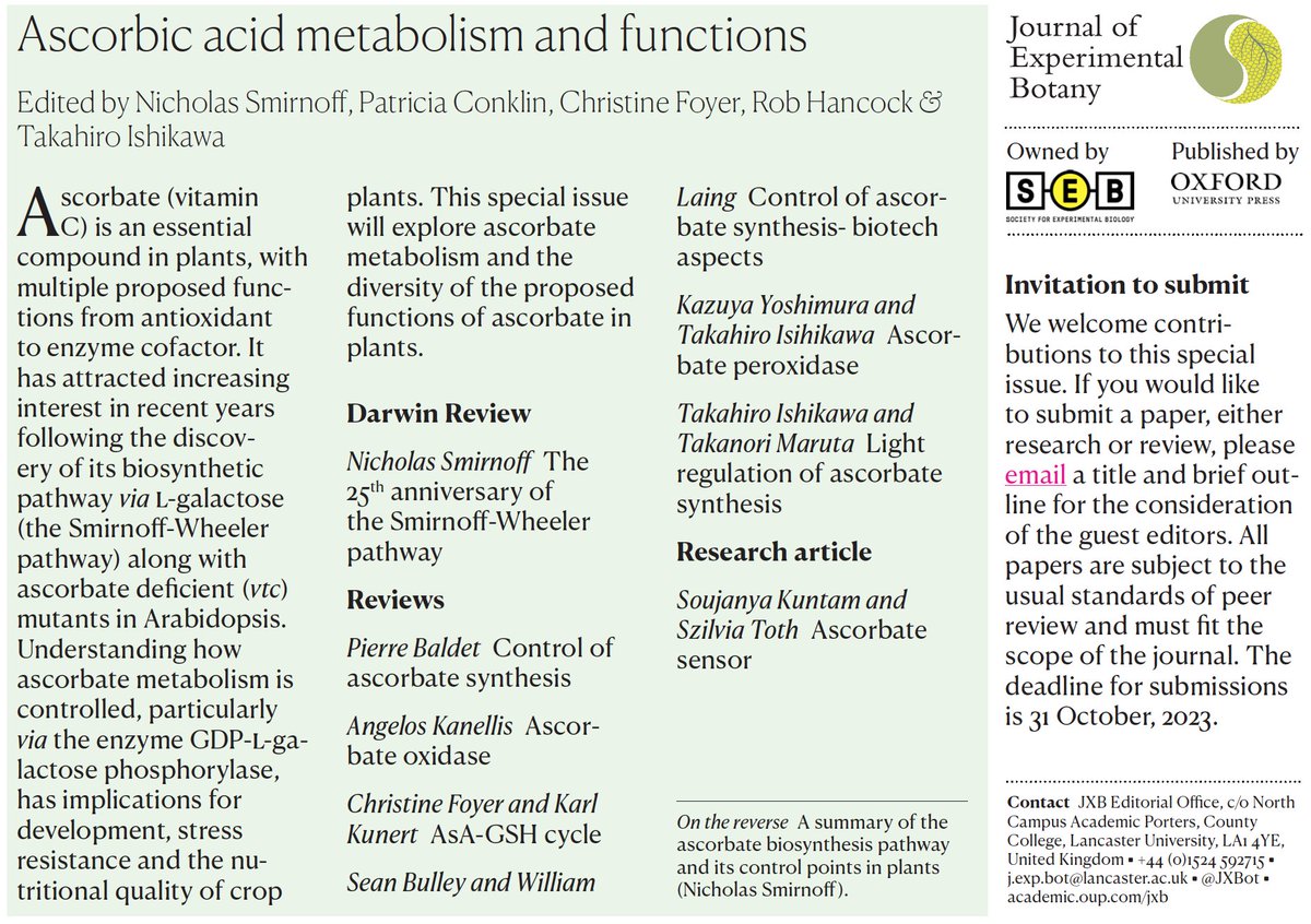 JXBot's tweet photo. Here are the confirmed reviews for this issue.

#JXBspecialissues #redox #plantbiology #ROS #ascorbate https://t.co/632fNMagNw