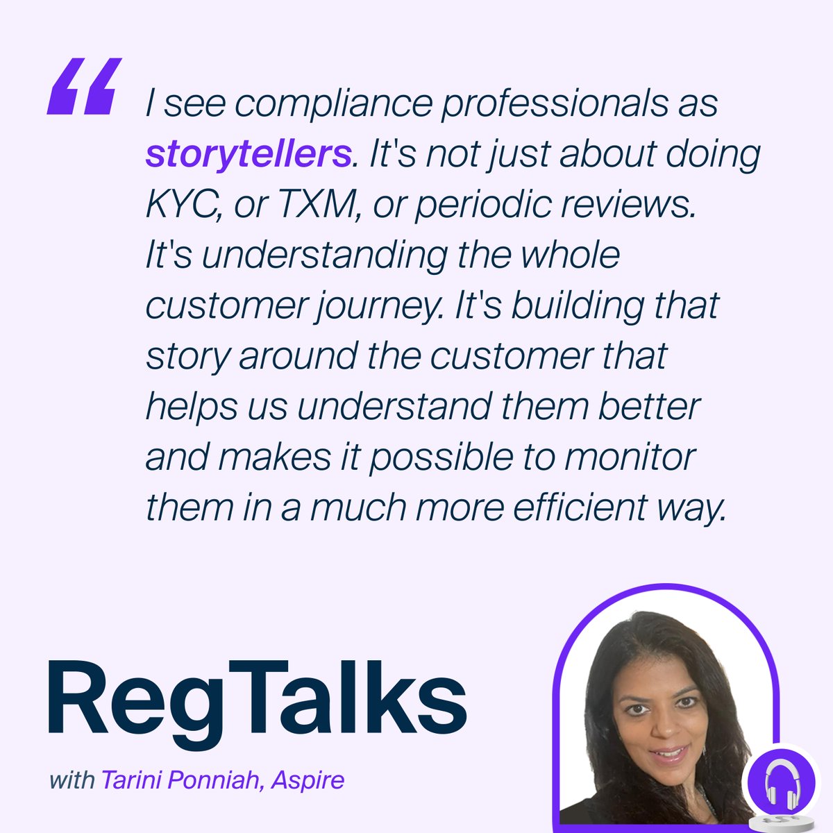 KYC_Ltd's tweet photo. How do you explain compliance to a 9-yr-old? Does #creativity play a role in #CDD? And why are #communicationskills key for compliance officers? On #RegTalks, @RoamingFounder explores these topics with Tarini Ponniah, Head of Compliance at @AspireSEA: https://t.co/FdORORsas6 https://t.co/upauYBkkHh