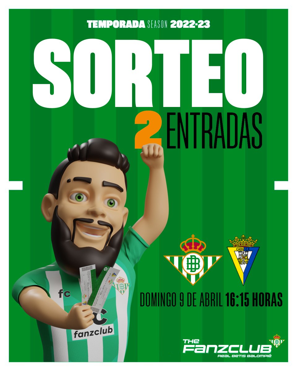 ¡Atención!😀🎫

Sigue a <a href="/the_fanzclub/">The Fanzclub : Join now!</a> y entra en el sorteo de dos entradas para el #RealBetisCádiz 💚