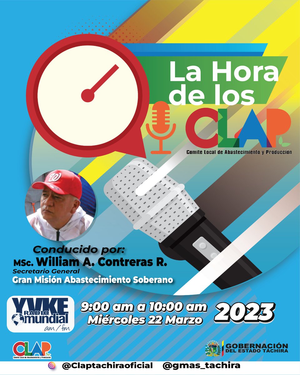lafriagh's tweet photo. Hoy #Miercoles #LaHoraDeLosClapTachira🎙️por @yvketachira 94.5FM, ahora producimos también en radio 📻 #Táchira #SomosAlimentación #SomosCLAP #PuebloOrganizado
@nicolasmaduro @FreddyBernal
@LealTelleria @Gmas_Tachira_
@PSUVTachira #CeroToleranciaALaCorrupción https://t.co/TdSU1irkAo