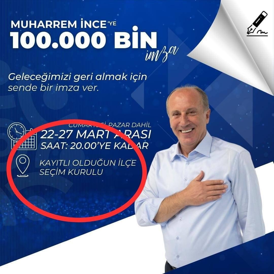 MP_Merkezefendi's tweet photo. Bağlı Bulunduğunuz İlçe seçim kuruluna giiderek Bir Umuda İmza Verin..!
#muharremince https://t.co/H3wYecDoZl