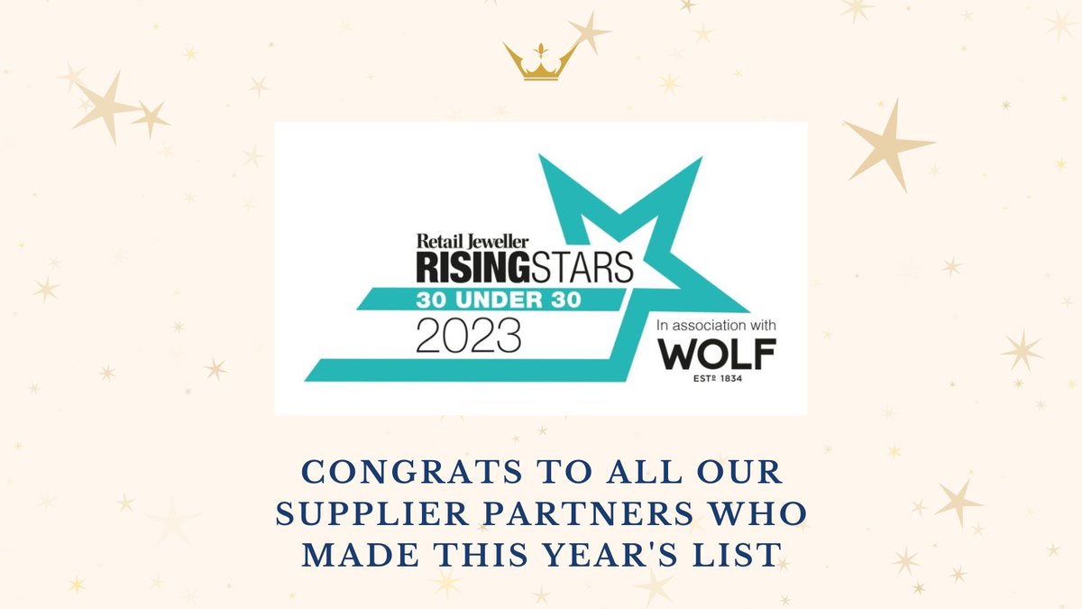 HouldenGroup's tweet photo. Huge congrats to our Suppliers who made this year's @retailjeweller Rising Stars, 30 under 30. 

Katie Roberts @clogaugold
Eleanor Underwood &amp; Ellie Lovett @dominojewellery
Connor Binding &amp; Hayley Wroe @hockleymint
Sequoia Horton @rivermountsjewellery
Chris Rackett @rotarywatches https://t.co/1YYqMOxivf