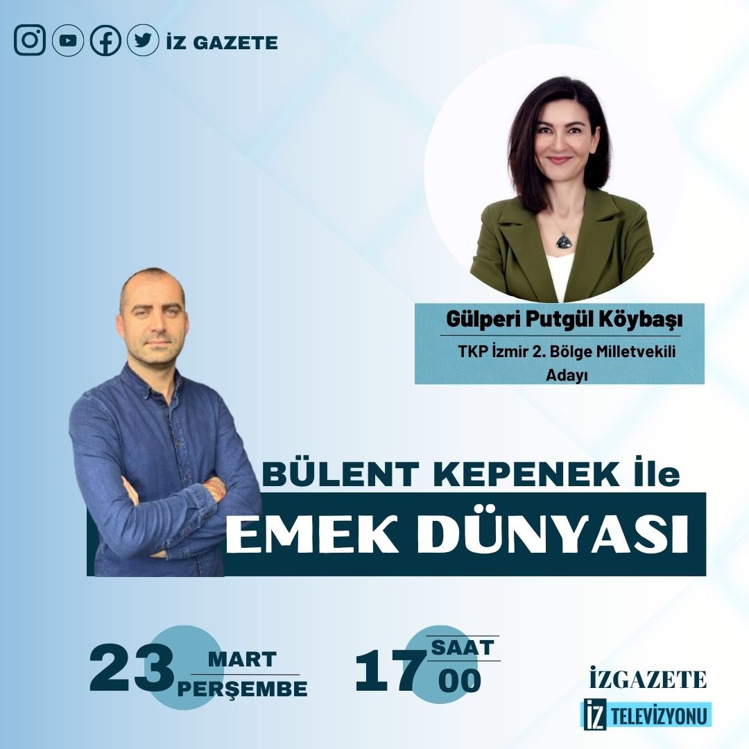 Yarın İz Gazete’nin kanalında Bülent Kepenek’in (<a href="/redriderss/">bülent kepenek</a> ) misafiri olacağım.

“Neden aday oldum? 
Siyasette emekçi sınıflar nasıl temsil edilebilir?” gibi soruları yanıtlamaya çalışacağım. 

#TkpGelirHerseyDeğisir 
#1oyErdoğanGitsinDiye1oyTKPye
