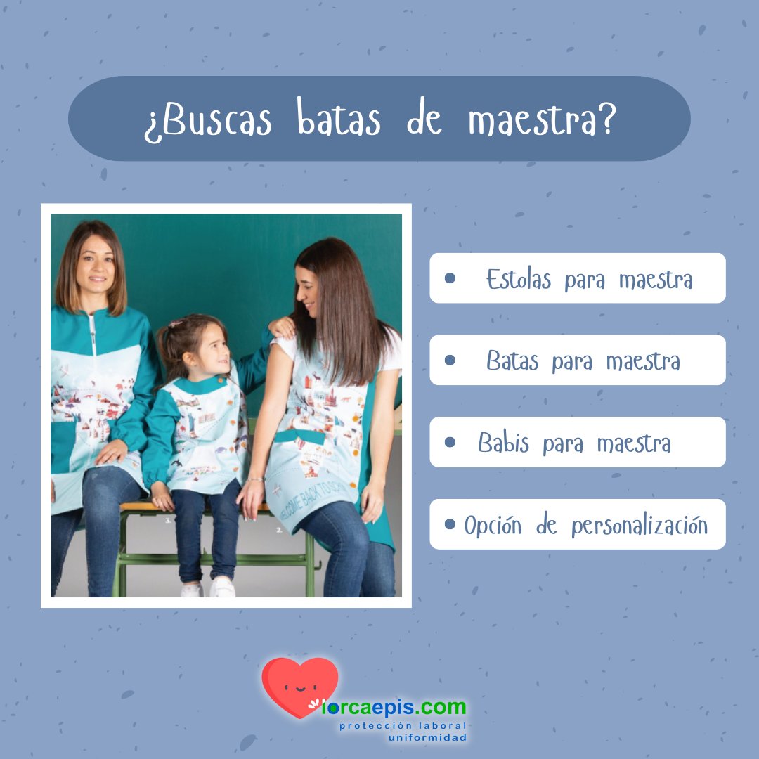 Lorcaepis's tweet photo. ¿Eres maestra y buscas ropa nueva? 😍 En lorcaepis tenemos batas, mandiles, pichis y más. Ropa cómoda, elegante y divertida para tu trabajo. 🙌 Entra en nuestra web y elige tu favorita. 💕 #lorcaepis #ropaparamaestras https://t.co/x89ISj7rcK