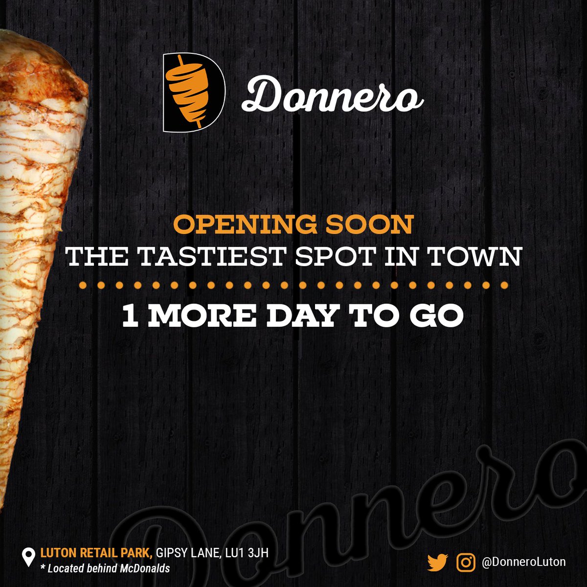 donneroluton's tweet photo. Only one day left until Donnero opens its doors for the first time this Ramadan! 🌙🌯🔥 Get ready to taste the best lamb and chicken shawarma in town, made with fresh ingredients and served with love. We can't wait to share our passion for food with you! #Donnero #Ramadankareem https://t.co/AaiIrYB7Vs