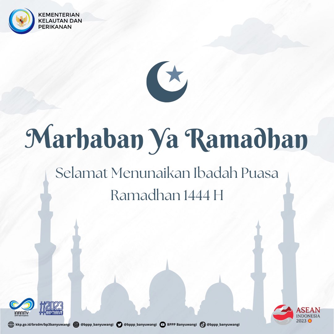 bppsdm_bp3bwi's tweet photo. Keluarga Besar BPPP Banyuwangi Mengucapkan Selamat
Menunaikan Ibadah Puasa Ramadhan 1444 H🙏🏻

Semoga Allah selalu melimpahkan kita nikmat, ampunan, kebahagiaan, dan keberkahan di bulan yang penuh rahmat ini🤲🏻 https://t.co/g5hcM63kFC