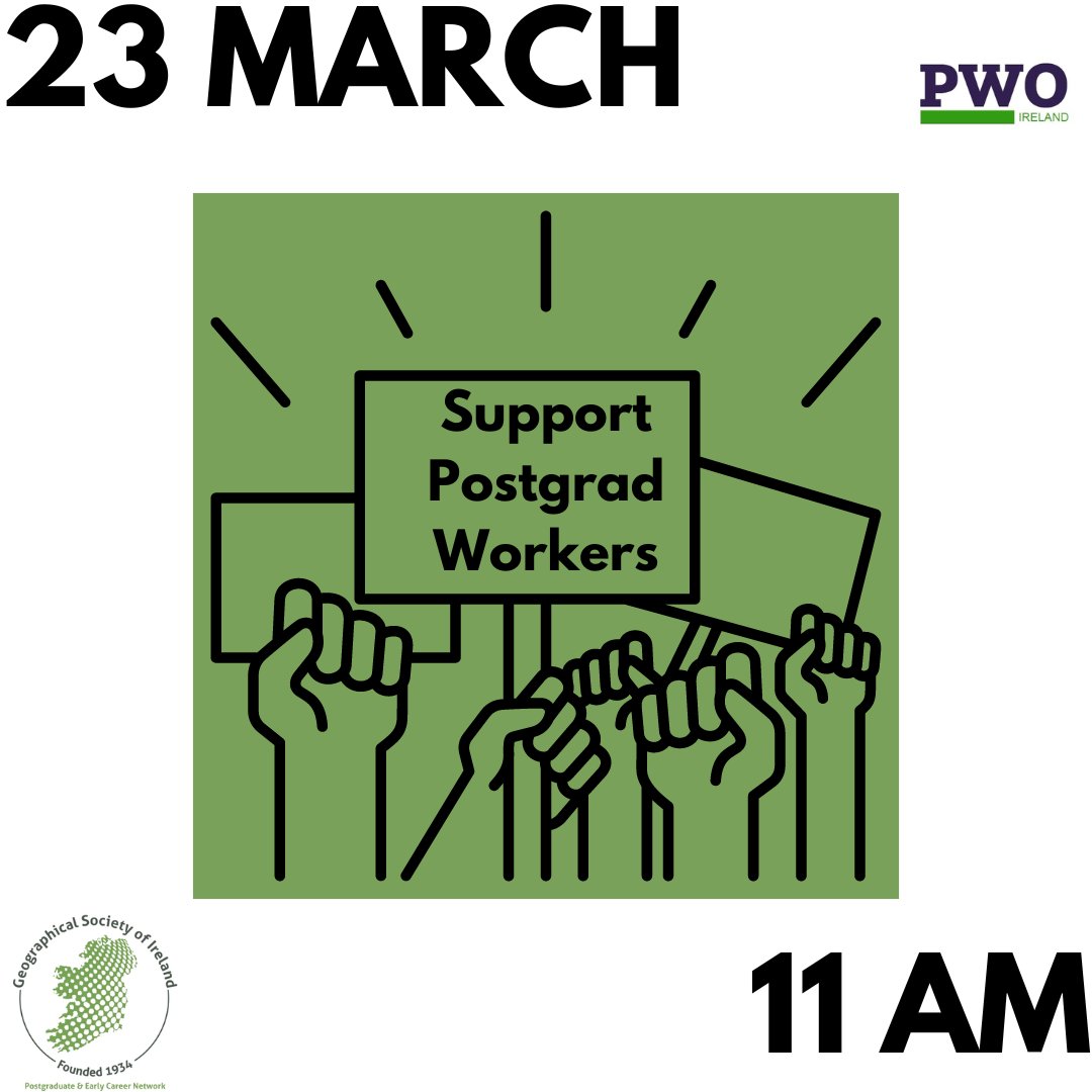 GSI_PECN's tweet photo. We believe that #PGRsDeserveBetter - join us tomorrow morning and march with @PWO_Ireland to demand urgent and significant change for PhD workers' pay and conditions! ✊

Geography postgrads, join @PWO_Ireland, and your local branch @pwo_ug @PWO_TCD or @PWO_MU https://t.co/zPYYK46cZS