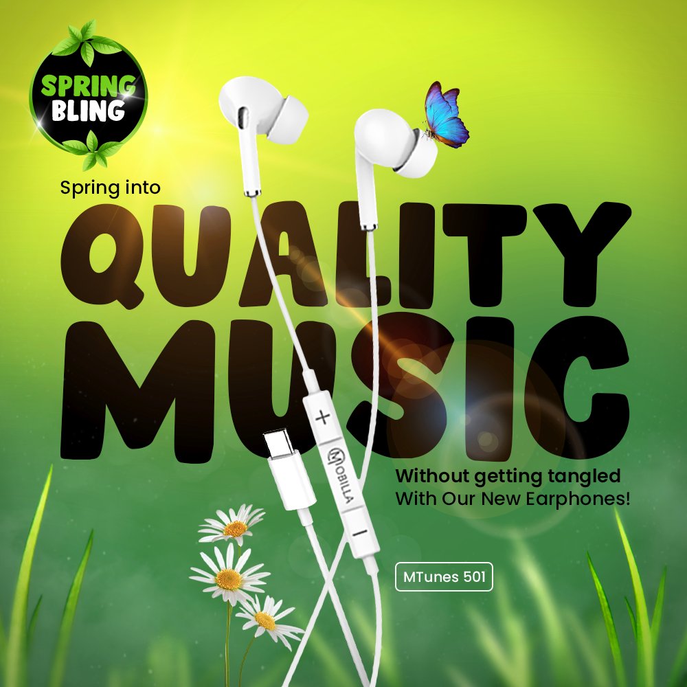 Mobilla0fficial's tweet photo. Tune into the spring season with Mobilla’s all-new USB Type-C stereo earphones, MTunes 501! It produces deep bass to amplify your joy and its tangle-free design brings convenience!
Enjoy spring bling with Mobilla!
.
.
#mobilla #harpalkeliye #PlayYourWay #pyw #mtunes #mtunes501 #wiredearphone #earphone #music #sound #spring #bling #springbring