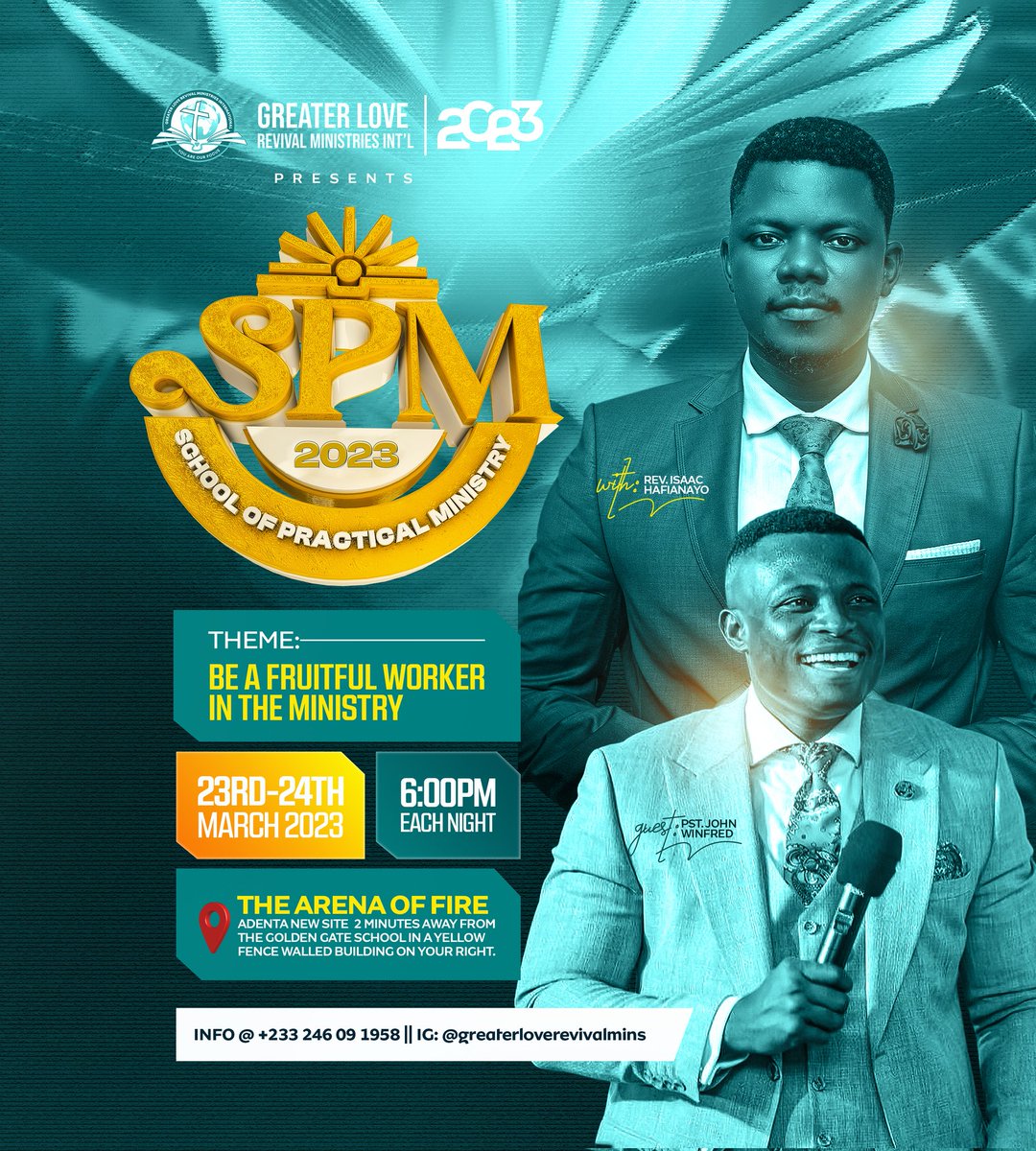 gjgraphix's tweet photo. School of Practical Ministry 2023 March edition flyer done using C4D for the 3d text effect and Photoshop for the main artwork.
Let me know your thoughts on this fam ๐
#gjgraphix #graphicdesign #churchflyers #churchposters https://t.co/xX9vjQE0Zl