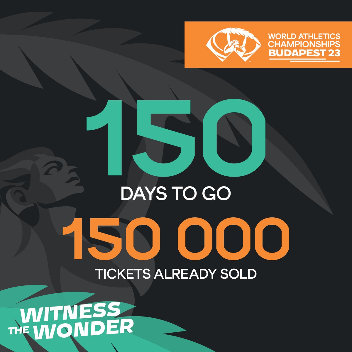 wabudapest23's tweet photo. There are 150 days to go and 150,000 tickets are already sold before the start of the World Athletics Championships Budapest 23. See you in 150 days at the National Athletics Centre in Budapest for the biggest sporting event of the year! 👉 https://t.co/TzaoAiHNo6

#Budapest2023 https://t.co/dMJ7wN4eVi
