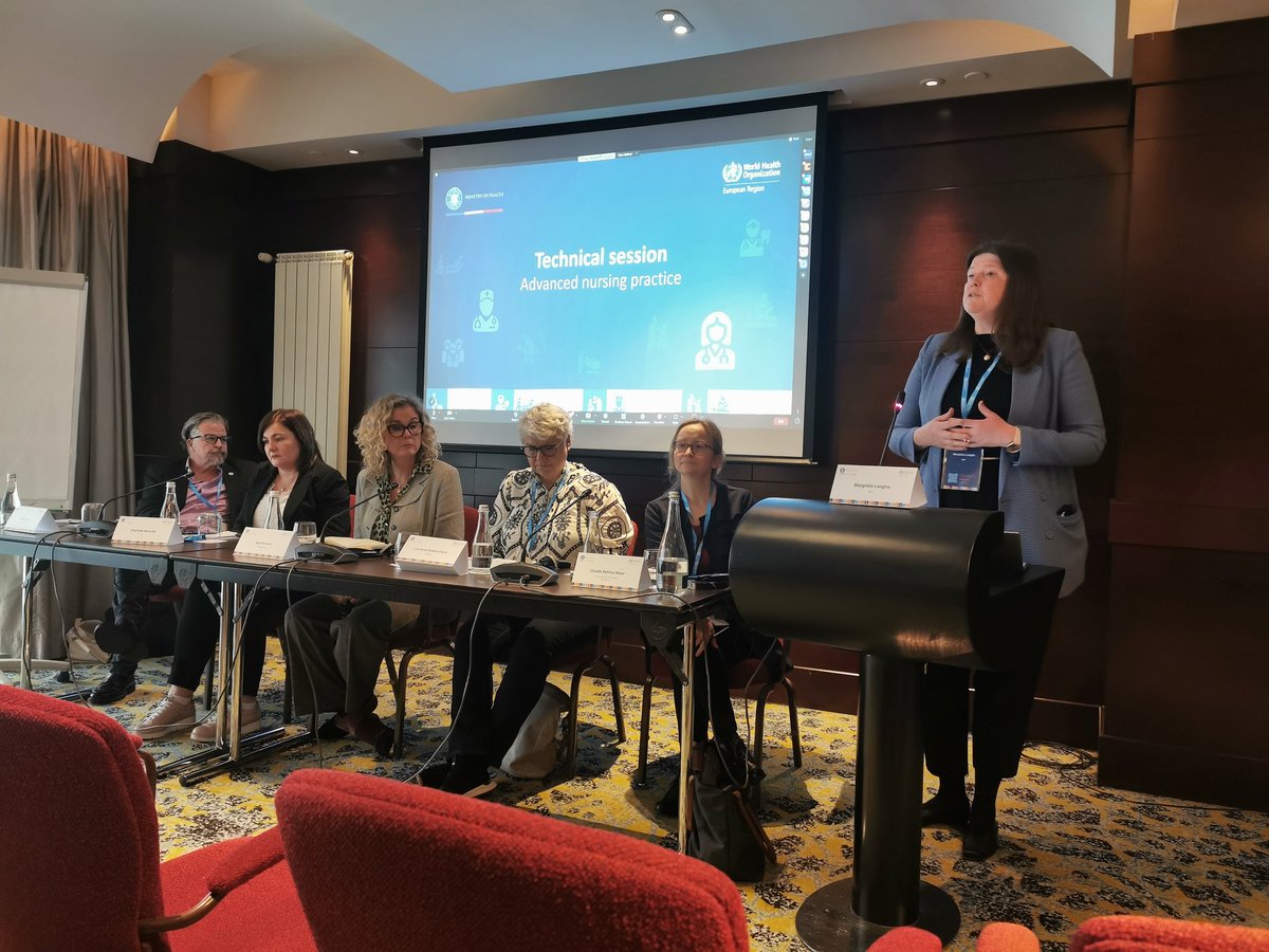 Advanced nursing practice is on the agenda at <a href="/WHO_Europe/">WHO/Europe</a> High level mtg on Health workforce #TimeToAct <a href="/maggedyann/">Margrieta Langins</a> introduces. <a href="/ICNurses/">ICN</a> CEO <a href="/HowardCatton/">Howard Catton</a> &amp; Norway's CNO Liv Heidi Remo, CNO deputy <a href="/charlottemcardl/">charlotte mcardle RN</a> among panelists.