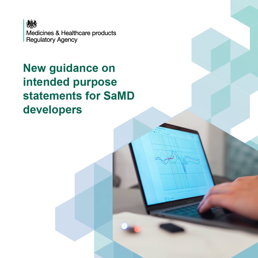 We've released new guidance for developers of Software as a Medical Device, to help you craft an appropriate Intended Purpose.

Find out how to define intended purpose before you start so you can meet your statutory obligations first time 🏆

Guidance👉 bit.ly/3lFIAwm