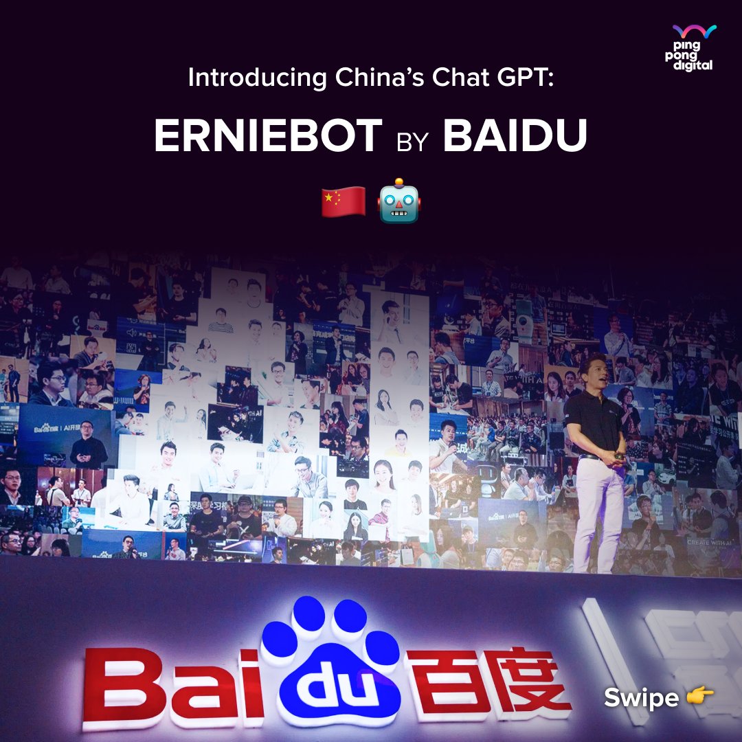 PingPongDigital's tweet photo. China has responded to the rise of ChatGPT with its very own AI-powered chatbot

Say hello to Baidu's Ernie Bot👋

#chinainsights #china #openai #chatgpt4 #erniebot https://t.co/pwhJNbWFR0