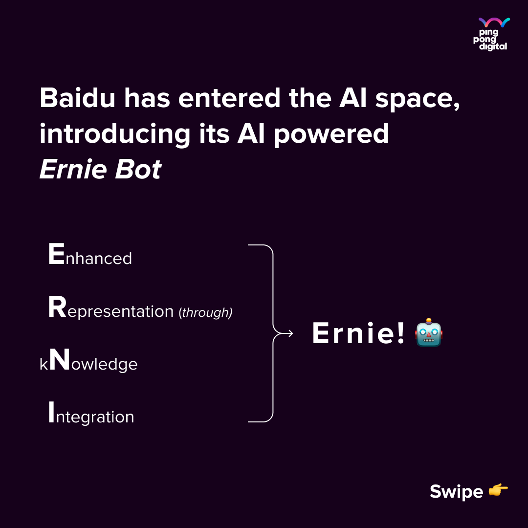 PingPongDigital's tweet photo. China has responded to the rise of ChatGPT with its very own AI-powered chatbot

Say hello to Baidu's Ernie Bot👋

#chinainsights #china #openai #chatgpt4 #erniebot https://t.co/pwhJNbWFR0