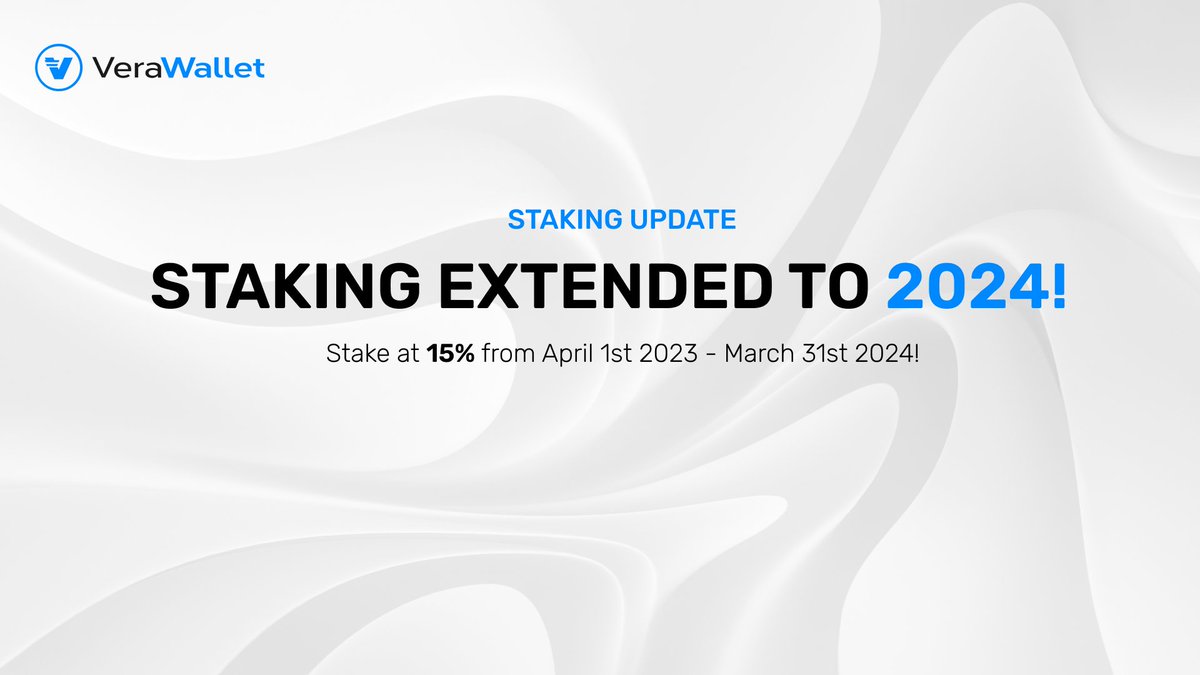Remember, staking will continue until March 2024! 🔥

From April 1st 2023 - March 31st 2024, you can hold $VRA in #VeraWallet for 15% staking rewards, distributed daily!🪙

The current rate ends at 23:59PM, March 31st 2023. 

👉Find out more here: verawallet.io