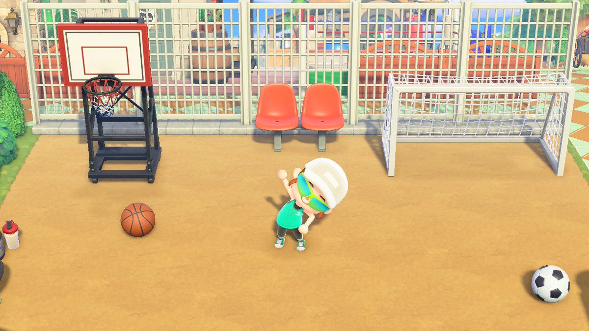 休憩スペースと、軽く体を動かせるエリアです🏀
#ACNH
#AnimalCrossing 
#島クリ