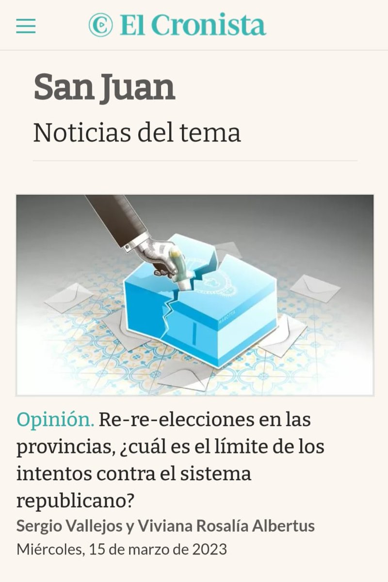 CatedraCao's tweet photo. Re re re reeeeelección en provincias argentinas y el sistema republicano. Nota de la profe @ViviAlbertus en diario @Cronistacom https://t.co/xgK7TKEdMU https://t.co/agPu3OTDuV