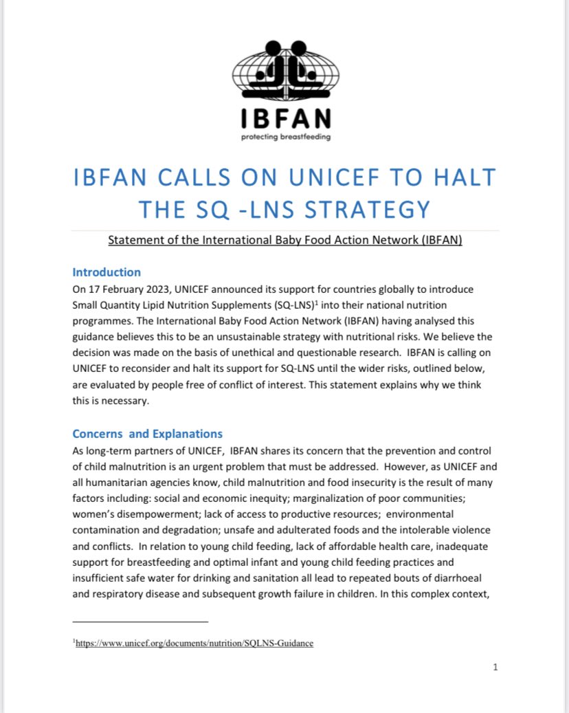 @babyfoodaction calling on @UNICEF to halt the SQ-LNS Strategy! bit.ly/40sbCyi Full reading and download on this link. @Praveen56489174 @UNICEFIndia @arjandewagt @RemaNagarajan @KavitaDatt @ChandnaHimani @MoHFW_INDIA @POSHAN_Official @ScienceTales @dineshcsharma