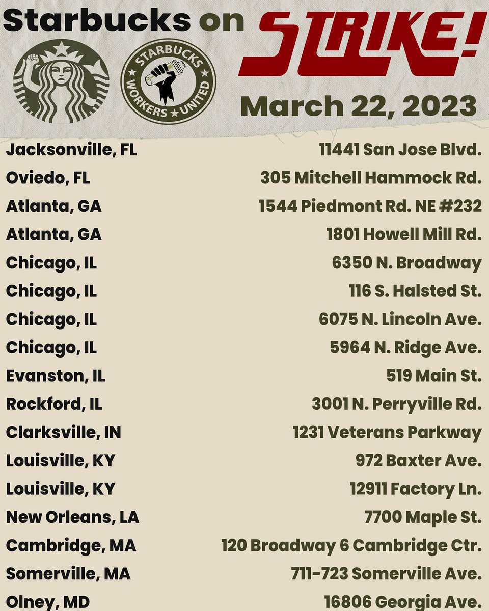 Frink_Daddy's tweet photo. Workers at more than 100 Starbucks locations are striking today. Marylanders, don't cross the picket lines at the Olney or White Marsh Starbucks. #StarbucksStrike #MDpolitics https://t.co/AXXr9oPOm4