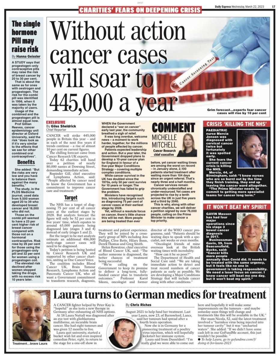 This matters so much. I didn't know I had kidney cancer until it was found by accident in an unrelated scan + my consultant reacted by sending me to a colleague in the renal unit. Testing could make such a big difference and touch so many lives. #OneCancerVoice must to be heard.
