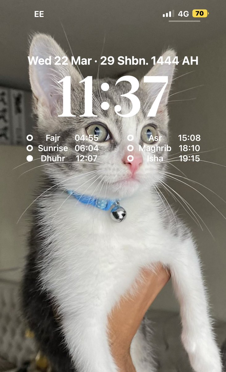 I recommend you guys to download the azkar app. Turn your location on and then add the widget to your wallpaper which will update you with prayer times. Rt and share to let others know 😅