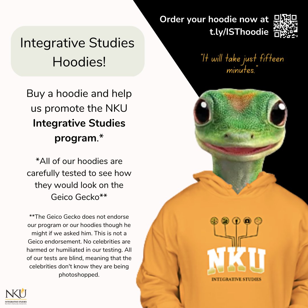 Order your custom Integrative Studies Hoodie now at t.ly/ISThoodie. Just one week left. It takes just 15 minutes. #nku #nkuist <a href="/nkuedu/">Northern Kentucky University</a> <a href="/NKUArtSci/">NKU Arts Sciences</a> <a href="/NKUalumni/">NKU Alumni</a> @nkualps <a href="/nku_honors/">NKU Honors</a> <a href="/BeANorse/">NKU Admissions</a> <a href="/NKUDevelopment/">NKU Development</a> <a href="/FYHubNKU/">NKU First-Year Student Success Hub</a>