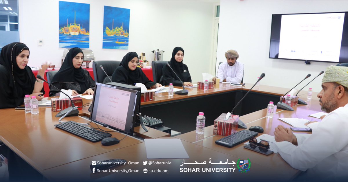 Soharuniv's tweet photo. وفد من شؤون الطلبة بجامعة التقنية والعلوم التطبيقية بصحار يزور #جامعة_صحار 
وذلك للاستفادة و تبادل الخبرات حول شؤون الطلبة. https://t.co/WUI8K0JQ6Z